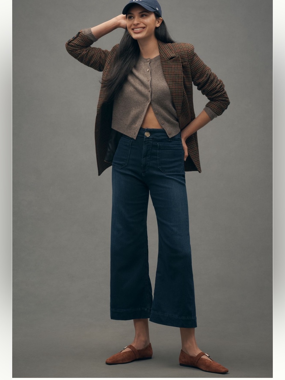 Maeve The Colette Dark Wide-Leg Cropped Jeans